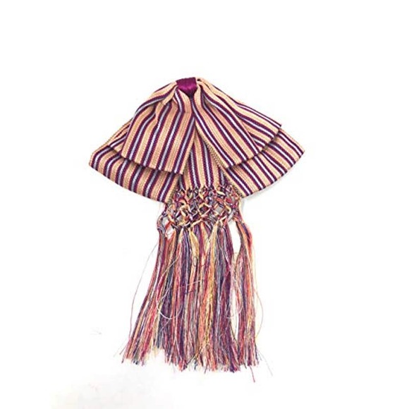 Mexican Charro Bow Tie Purple orange stripe elastic band Color White… - Picture 1 of 1